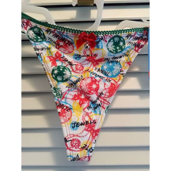 Back Talk Christmas theme ornament text words g-string thong women's sz 7 Large - Picture 2 of 4